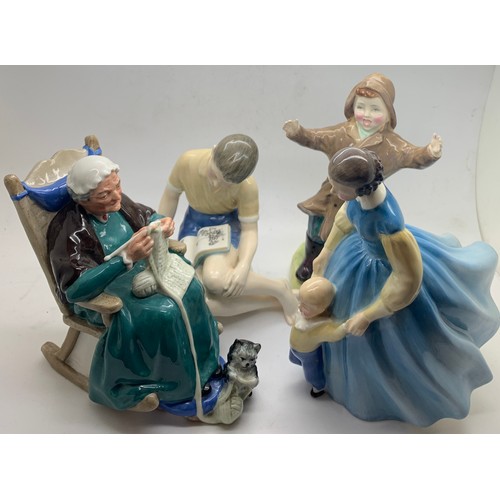 139 - Four Royal Doulton figures to include 'Treasure Island' HN2243, 'First Steps' HN2242,' Twilight' HN2... 