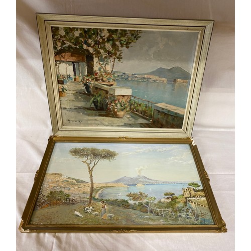 1099 - Two paintings of Italian scenes , one watercolour, signed lower left Marotti 26 x 41cm and the other... 