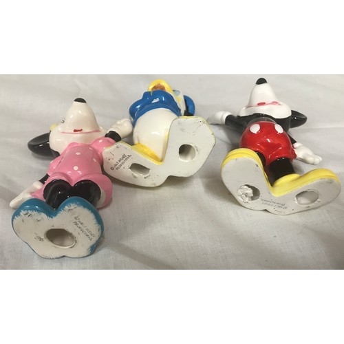 127 - Walt Disney Productions Figurines Mickey, Minnie and Donald Duck, approx 10cms high.