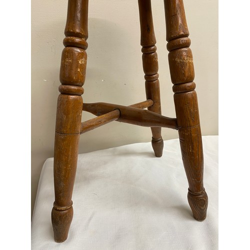 1197 - Two 19thC wooden stools. 51 and 45.5cm high.