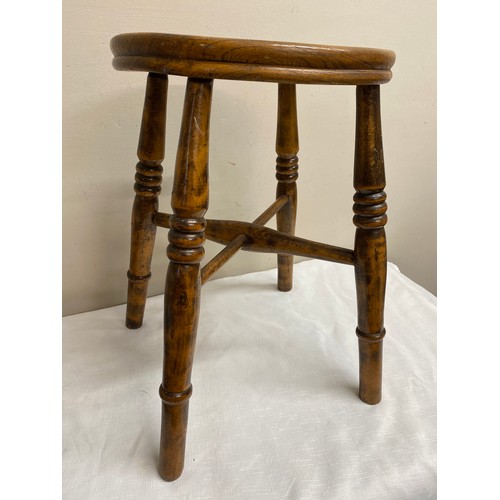 1197 - Two 19thC wooden stools. 51 and 45.5cm high.