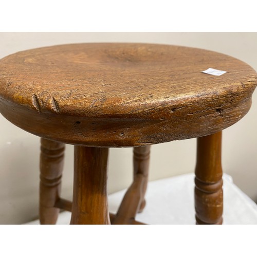 1197 - Two 19thC wooden stools. 51 and 45.5cm high.