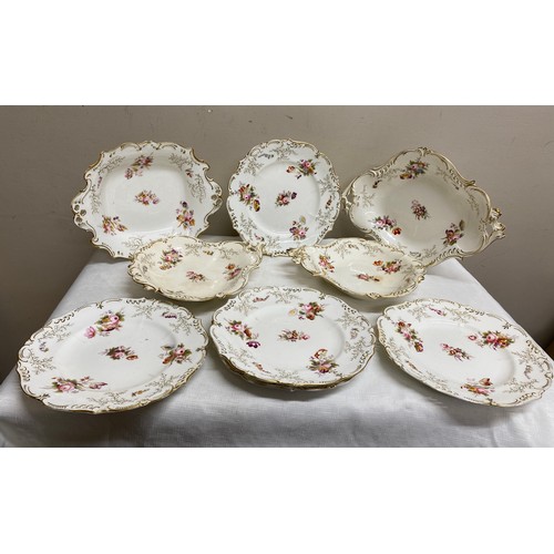 146 - Coalport dessert service circa 1845 comprising of 5 plates and 4 dishes.