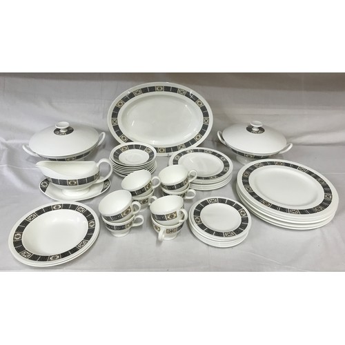 149 - Wedgwood 'Asia black' part dinner service to include oval platter 35cm w, 2 x tureen 14cm h, 8 x din... 