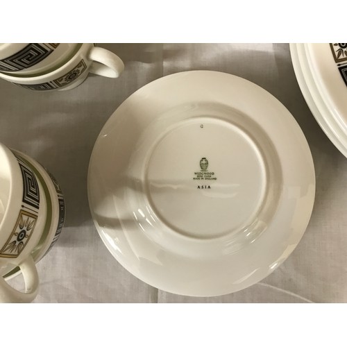 149 - Wedgwood 'Asia black' part dinner service to include oval platter 35cm w, 2 x tureen 14cm h, 8 x din... 