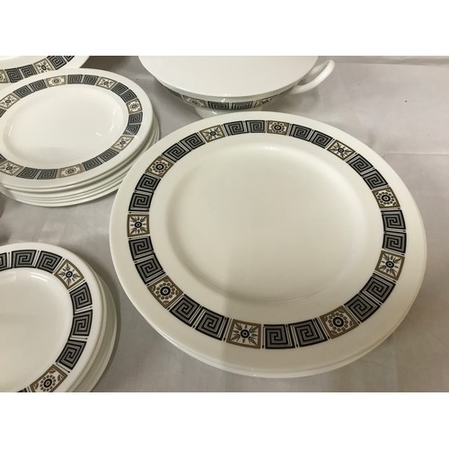 149 - Wedgwood 'Asia black' part dinner service to include oval platter 35cm w, 2 x tureen 14cm h, 8 x din... 