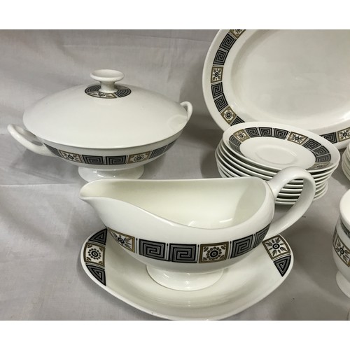 149 - Wedgwood 'Asia black' part dinner service to include oval platter 35cm w, 2 x tureen 14cm h, 8 x din... 