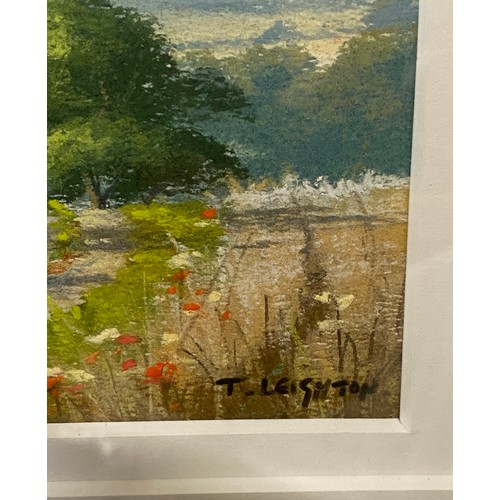 1107 - Two framed and mounted contemporary watercolours of rural landscapes both signed T. Leighton togethe... 