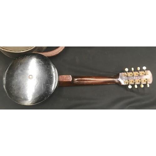 792 - A Marcelli banjo-mandolin with case, bowl size 19 d x 55cm l.