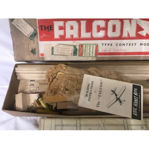 737 - E Keil & Co Kraft Kits, The Falcon radio control contest model aircraft with assembly instructions a... 