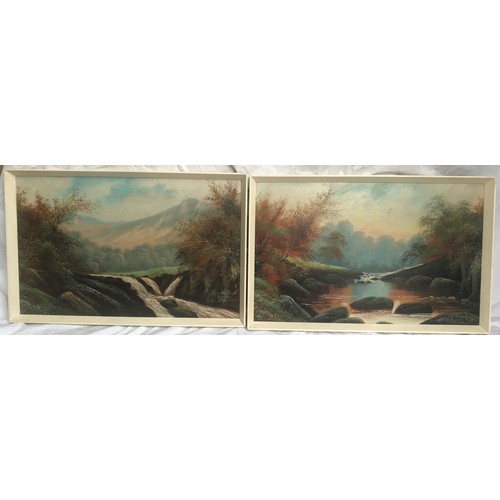 1104 - B Wallinger pair of oil paintings on board, country scenes, Thornton Ingleton and Greta Rockley Barn... 