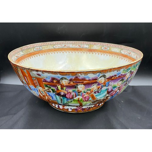 153 - A 19thC Chinese bowl with extensive restoration 28.5 d x 12cm h.