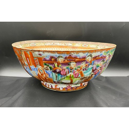 153 - A 19thC Chinese bowl with extensive restoration 28.5 d x 12cm h.