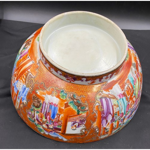 153 - A 19thC Chinese bowl with extensive restoration 28.5 d x 12cm h.