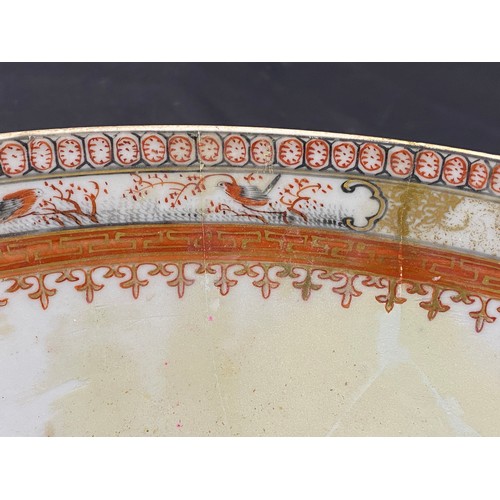 153 - A 19thC Chinese bowl with extensive restoration 28.5 d x 12cm h.