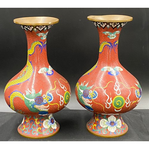 154 - Two Cloisonne vases 19cm h.