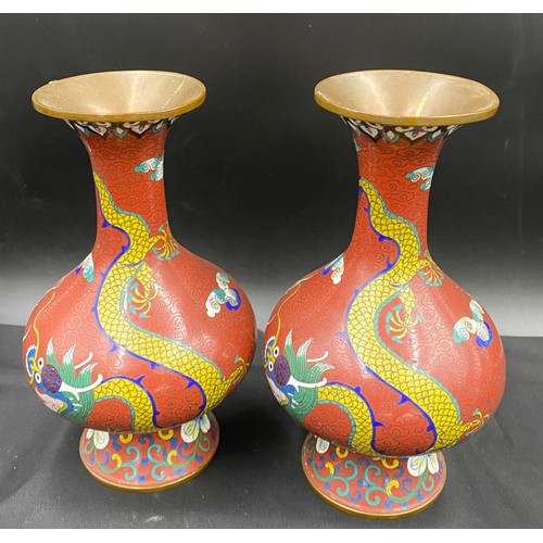 154 - Two Cloisonne vases 19cm h.