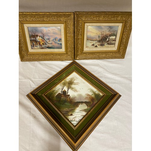 155 - Three framed Continental porcelain plaques.