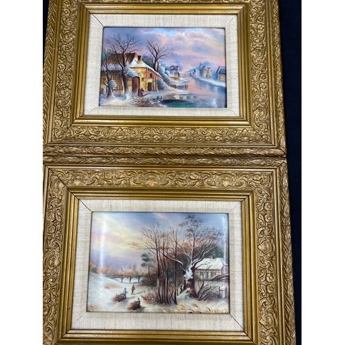 155 - Three framed Continental porcelain plaques.