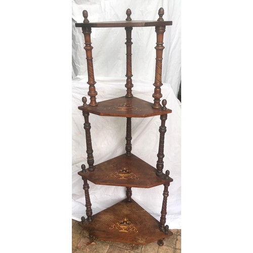 1184 - A Victorian inlaid four height whatnot.  60 w x 136cm h.