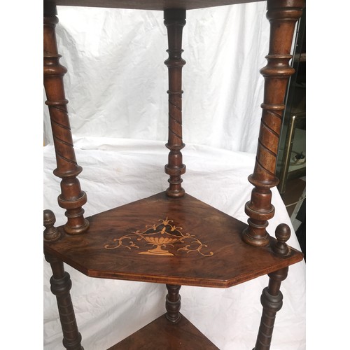 1184 - A Victorian inlaid four height whatnot.  60 w x 136cm h.