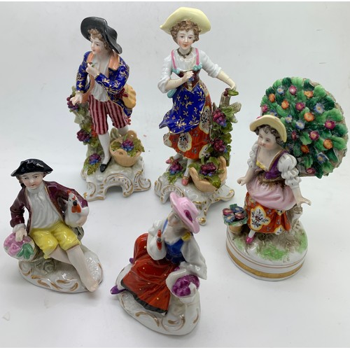 163 - Selection of C19th/Early C20th Continental and Irish Dresden Porcelain figures.