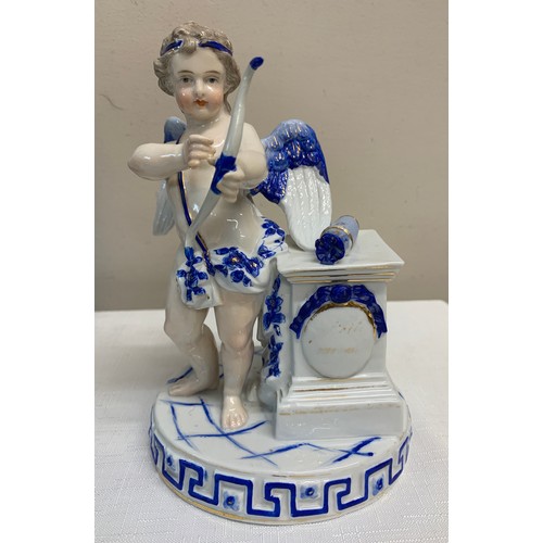 174 - Various Continental ceramics to include mirror with putti, cherub with bow, dish and a Portuguese pl... 