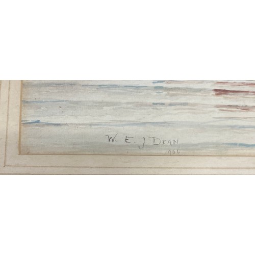 1109 - Two watercolour seascapes each signed W E J Dean 1906. He was a porcelain artist primarily. 19 x 39c... 