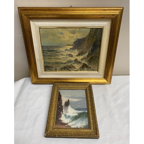 1113 - Oil on board of Italian seascape signed Lori lower right and entitled ‘Mareggiata’- stormy sea. 23 x... 