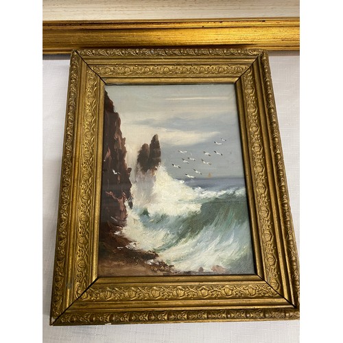 1113 - Oil on board of Italian seascape signed Lori lower right and entitled ‘Mareggiata’- stormy sea. 23 x... 