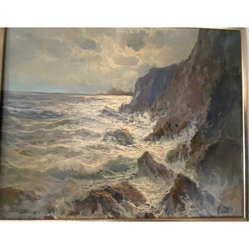 1113 - Oil on board of Italian seascape signed Lori lower right and entitled ‘Mareggiata’- stormy sea. 23 x... 