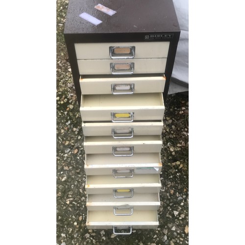 1268 - Bisley steel 10 drawer office cabinet. 68 h x 41 d x 28cm w.