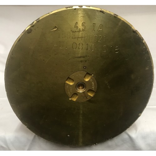 697 - Large brass bomb shell case 70cm h x 17cm base width.