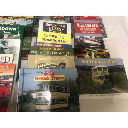 617 - A large collection of books with railway and buses theme, hardback and soft.