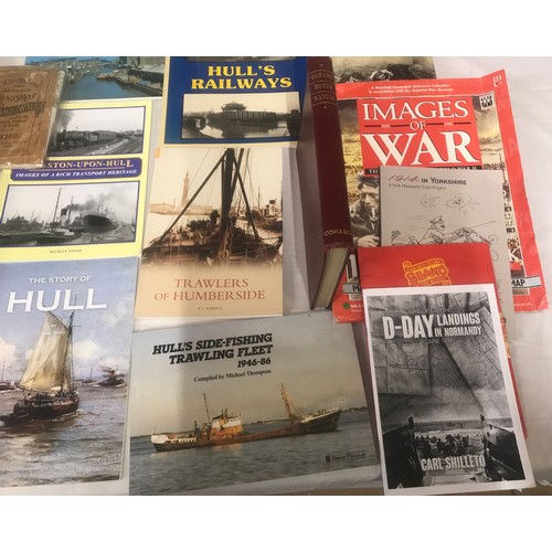 618 - A selection of books of various subjects to include reference: Hull history, Hull trains, trawling f... 