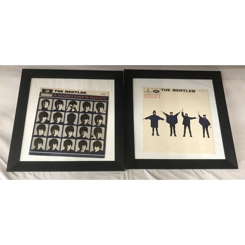 795 - The Beatles framed LP's Parlophone 'A Hard Day's Night'mono and 'Help' mono with vinyl inside. 47 x ... 