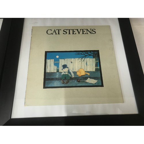 797 - Three framed vinyl records - Cat Stevens 'Teaser and The Fire Cat', Deep Purple 'Slaves and Masters'... 