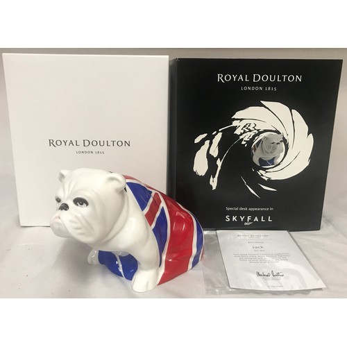 182 - A Royal Doulton 007 Skyfall Bulldog DD007 Jack with box. Figure approx 10cm h. With original box and... 