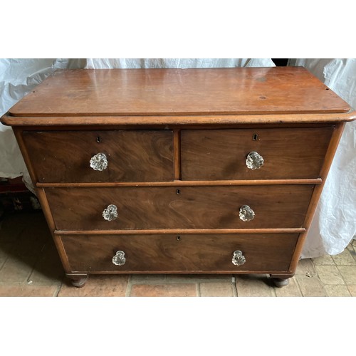 1199 - A Victorian mahogany two over two drawer chest, glass handles. 99 w x 44 d x 82cm h.