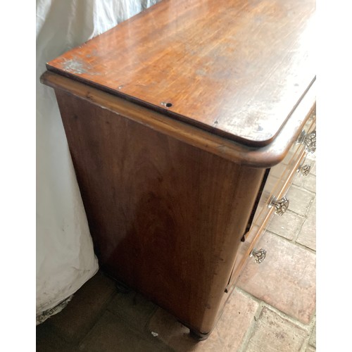 1199 - A Victorian mahogany two over two drawer chest, glass handles. 99 w x 44 d x 82cm h.