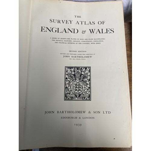 613 - Bartholomew books, Survey Atlas of England and Wales 1939 and Atlas of Scotland 1912.