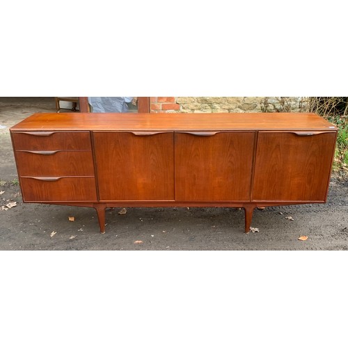 1205 - A Mcintosh sideboard, three drawers and two cupboard, one dropdown with slide out shelf. 201 l x 45 ... 