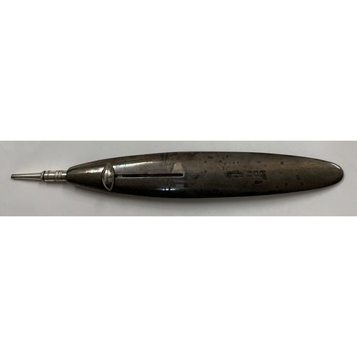 440 - A silver retractable advertising pencil for Earles cement. 9.5cm l. London 1914.