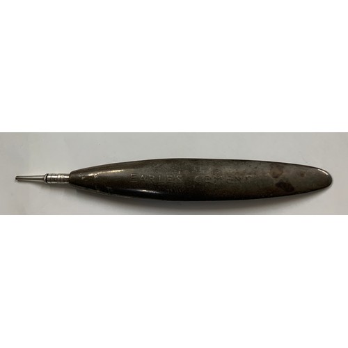 440 - A silver retractable advertising pencil for Earles cement. 9.5cm l. London 1914.