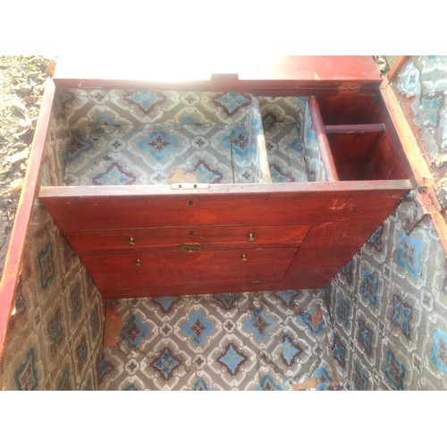 1131 - Pine blanket box with drawer to base, candle box interior on castors. 97 w x 55 d x 67cm h.