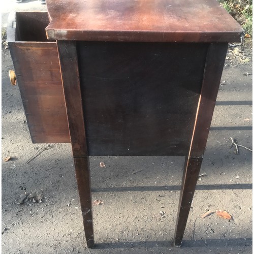 1133 - A 19thC mahogany bow front inlaid sideboard with cellarette drawer. 57 d x 137 w x 91cm h.