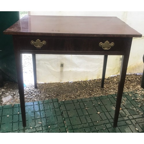 1121 - Mahogany lowboy side table, single drawer, square taper legs. 78 w x 58 d x 70cm h.