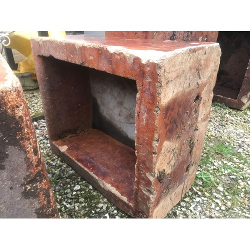 1274 - Four stone troughs/ planters, 2 stamped Wilcock and Co, Leeds, approx sizes, one 75cm square x 36cm ... 