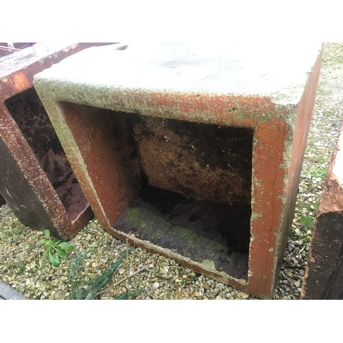 1274 - Four stone troughs/ planters, 2 stamped Wilcock and Co, Leeds, approx sizes, one 75cm square x 36cm ... 