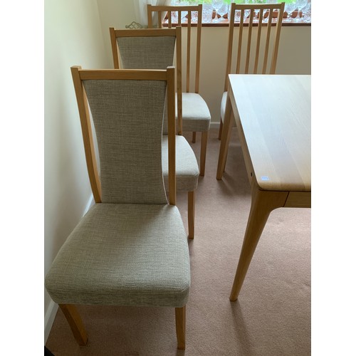 1147 - Ercol modern extending dining table. 90 x 111 closed together with 4 Ercol dining chairs, 2 upholste... 